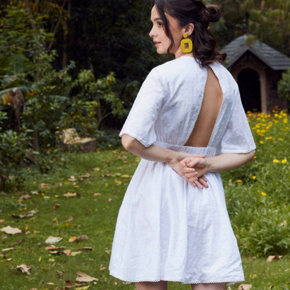 Pure cotton white mini dress - Picture 5 of 6